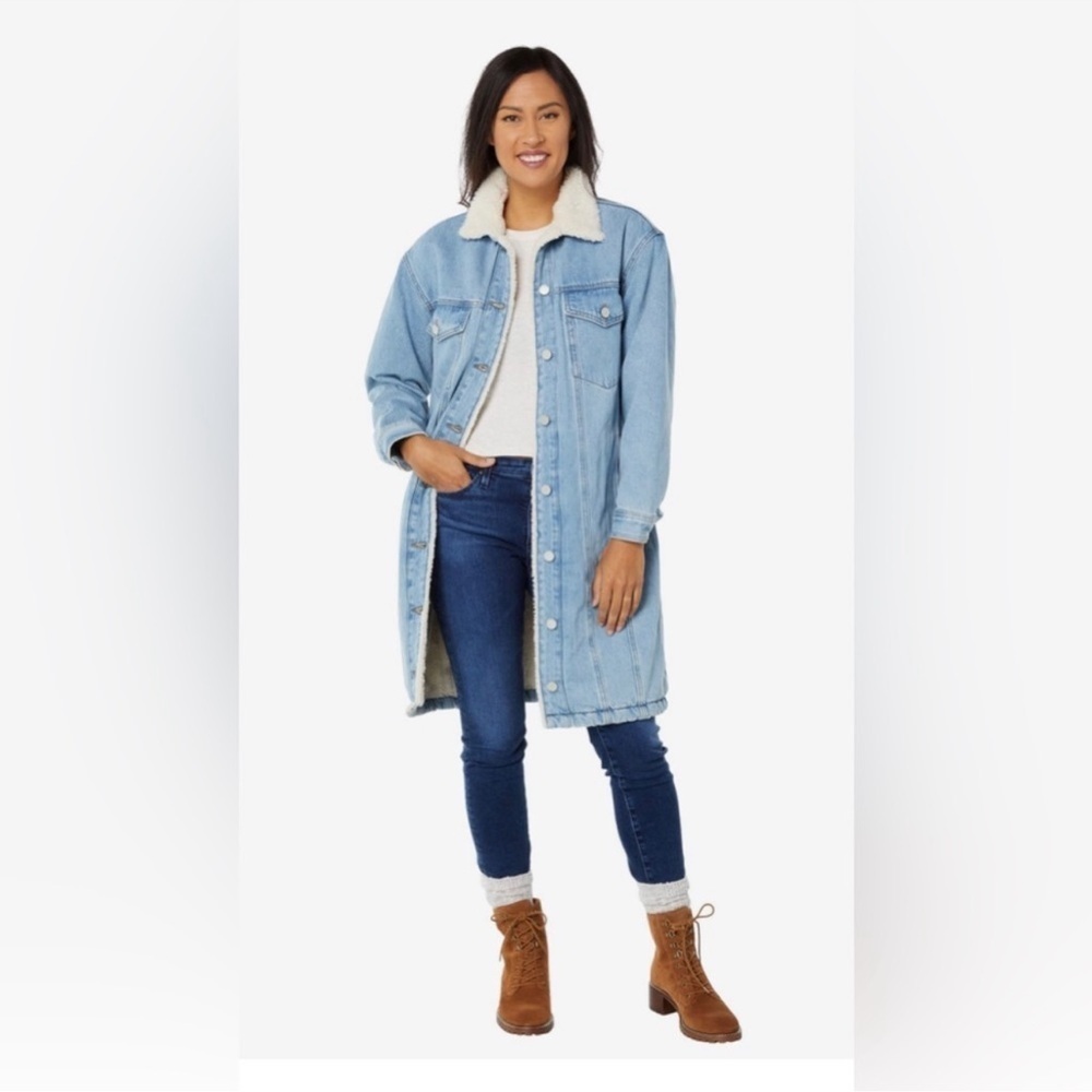 Blank NYC Long Denim Faux Sherpa